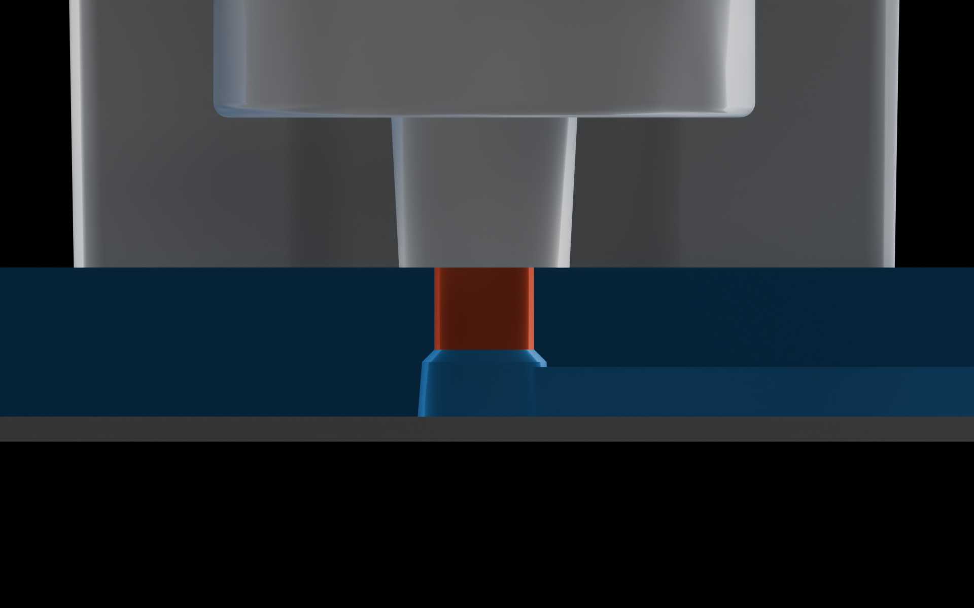 Zoom-in of the machined microfeature near a 1/4-28 port.