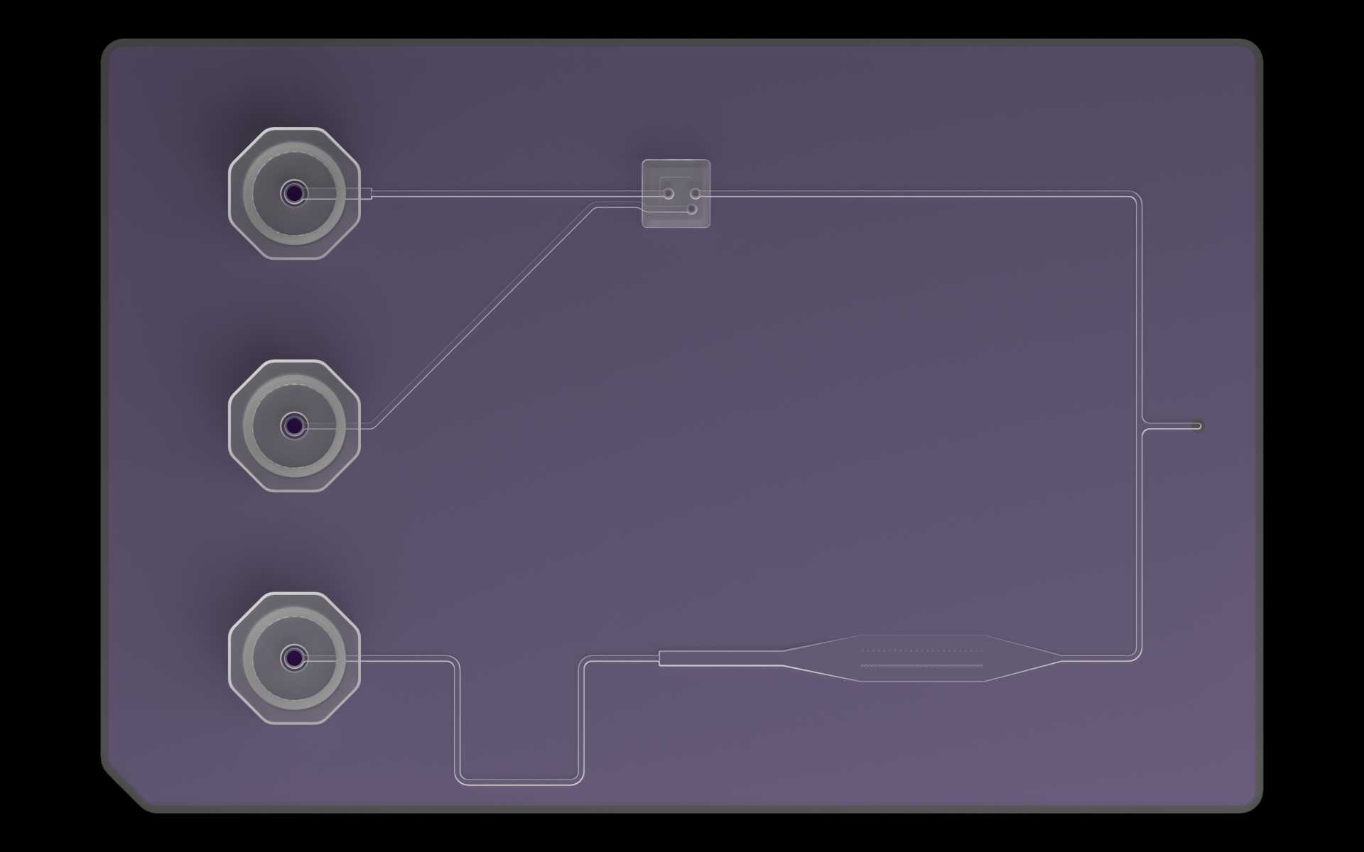 Top view of the reference device with the outer perimeter of the cap highlighted.